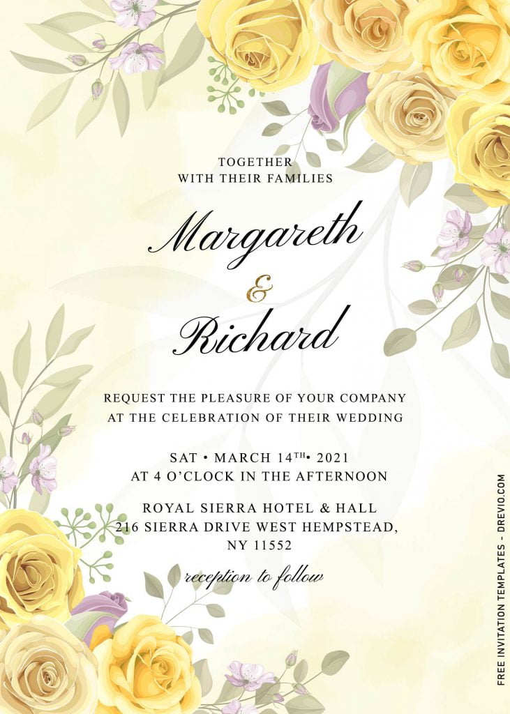 11+ Beautiful Yellow Roses Wedding Invitation Templates