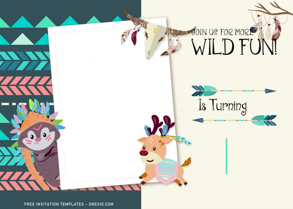 11+ Personalized Boho Woodland Birthday Invitation Template For Kids Of Any Ages and has cream background