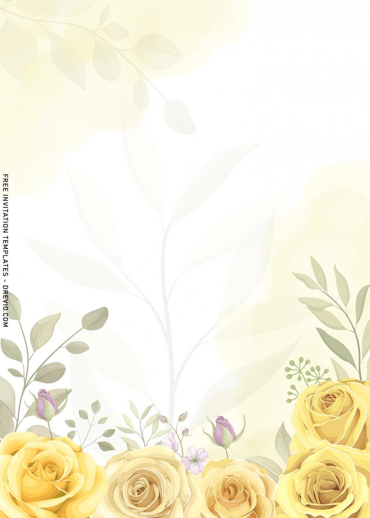 11+ Beautiful Yellow Roses Wedding Invitation Templates with portrait orientation card design