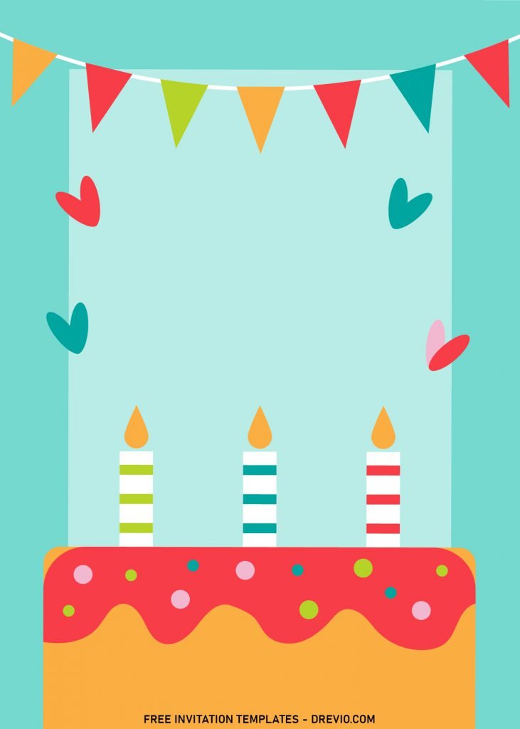 7+ Colorful Flat Birthday Invitation Templates with adorable heart shapes