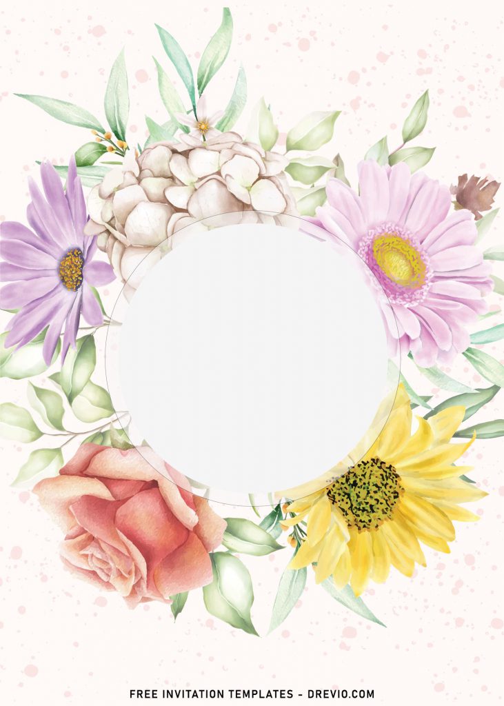 9+ Beautiful Rustic Floral Birthday Invitation Templates and has beautiful flower wreath of sunflowers and roses