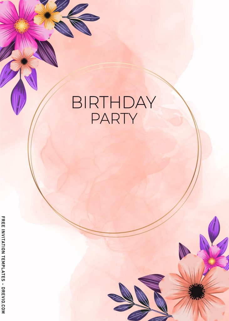 7+ Fancy Floral Birthday Invitation Templates For Your Kid’s Birthday This Spring with aesthetic gold frame