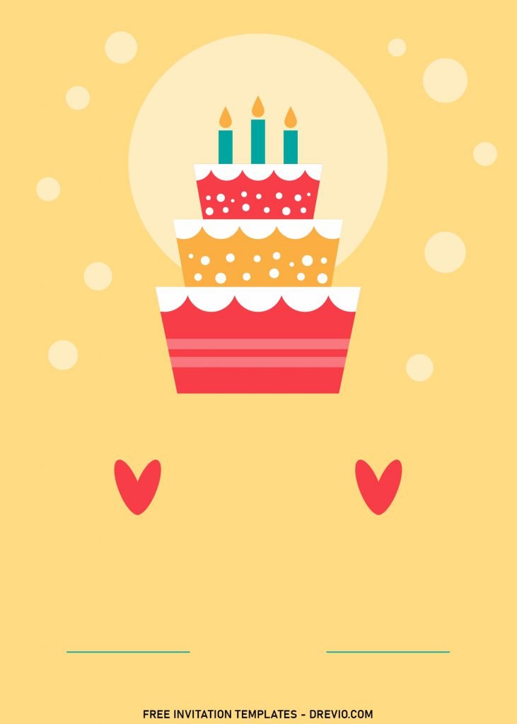 7+ Colorful Flat Birthday Invitation Templates with Yummy birthday cake