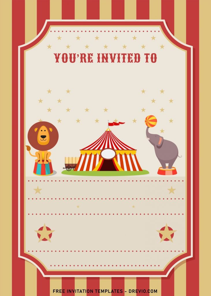 7+ Cute And Fun Circus Themed Birthday Invitation Templates with Circus Elephant