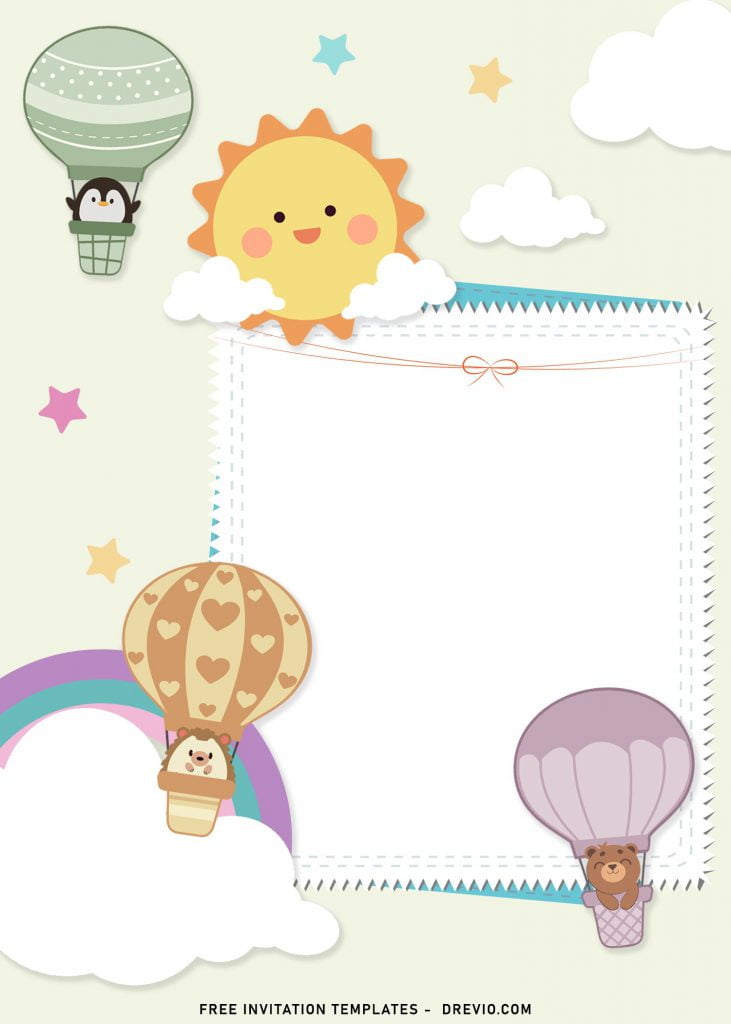 7+ Cute Kids Hand Drawing Birthday Invitation Templates with cute sun and baby anmals