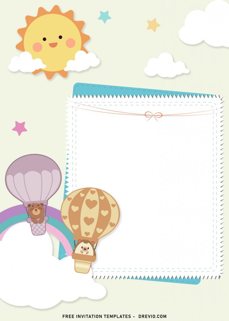 7+ Cute Kids Hand Drawing Birthday Invitation Templates with white clouds