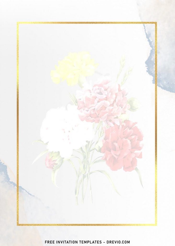7+ Beautiful Watercolor Wedding Invitation Templates For Your Special Day with gold frame