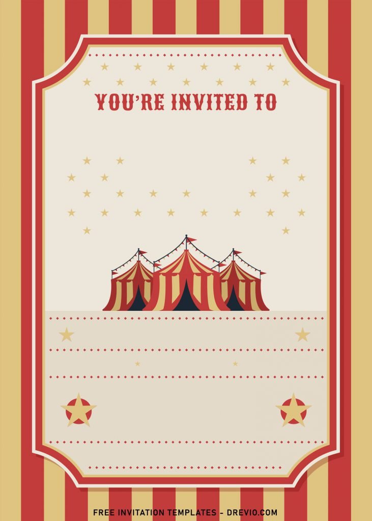 7+ Cute And Fun Circus Themed Birthday Invitation Templates and has portrait orientation and vintage background