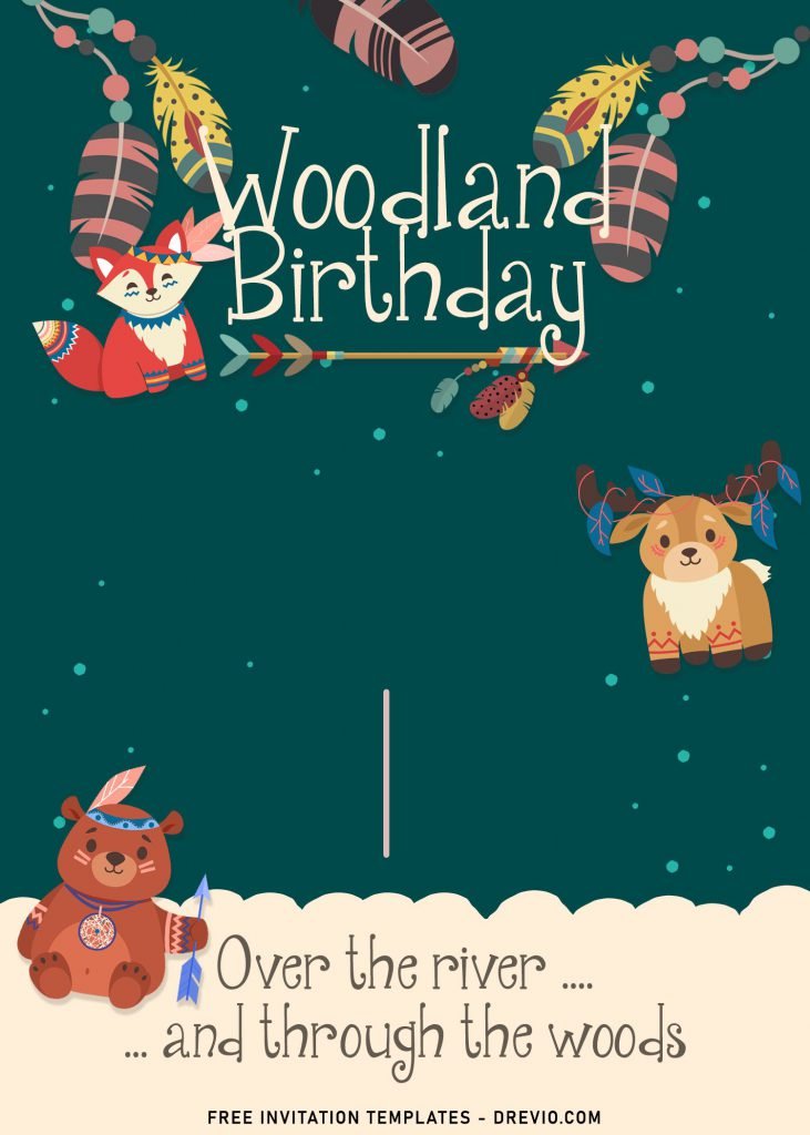 7+ Woodland Birthday Invitation Templates For Your Little Animal Lover Birthday and has cute baby deer and bear