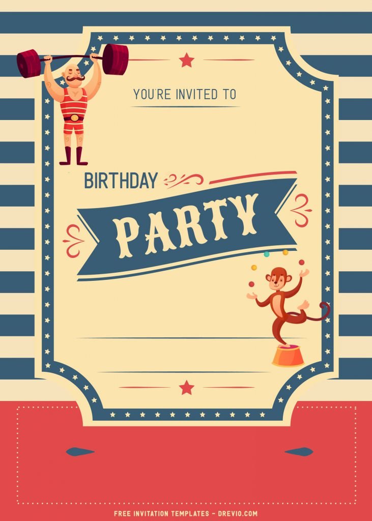 8+ Cute Circus Themed Birthday Invitation Templates with Juggling Monkey