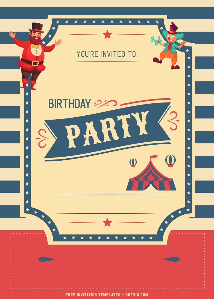 8+ Cute Circus Themed Birthday Invitation Templates - Drevio : Free And ...