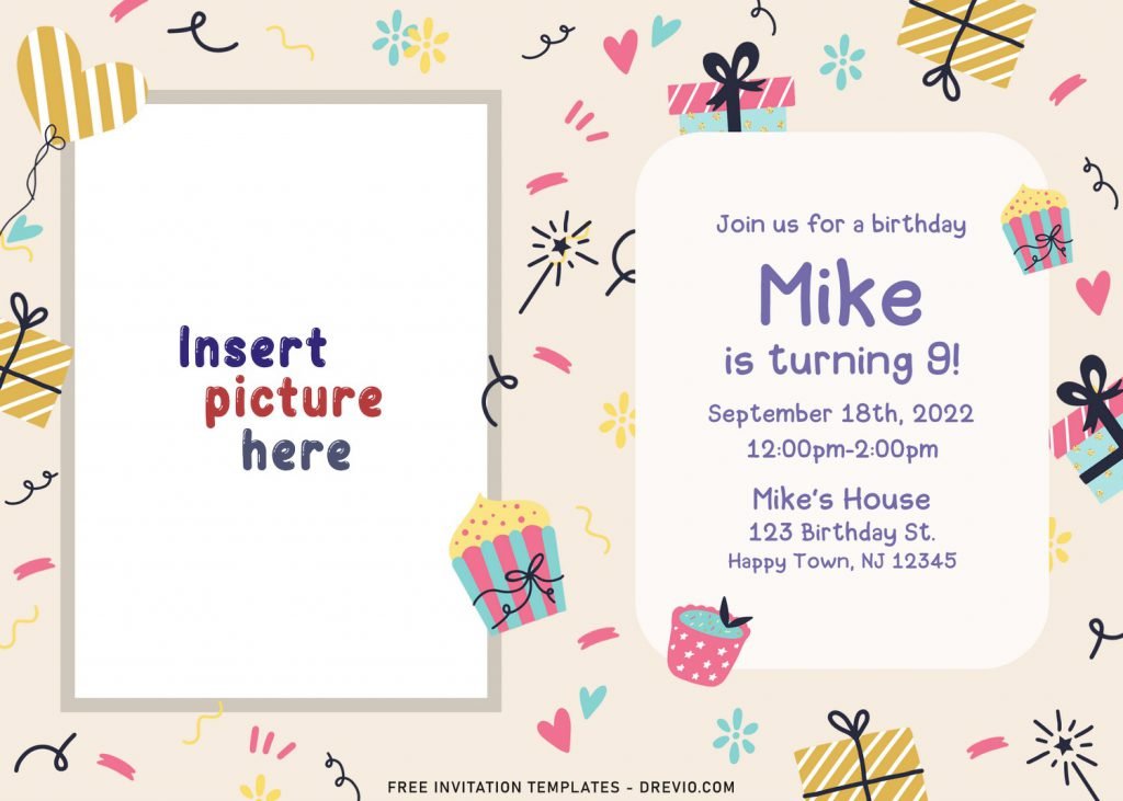 10+ Cute Kids Hand Drawn Birthday Invitation Templates and has colorful confetti