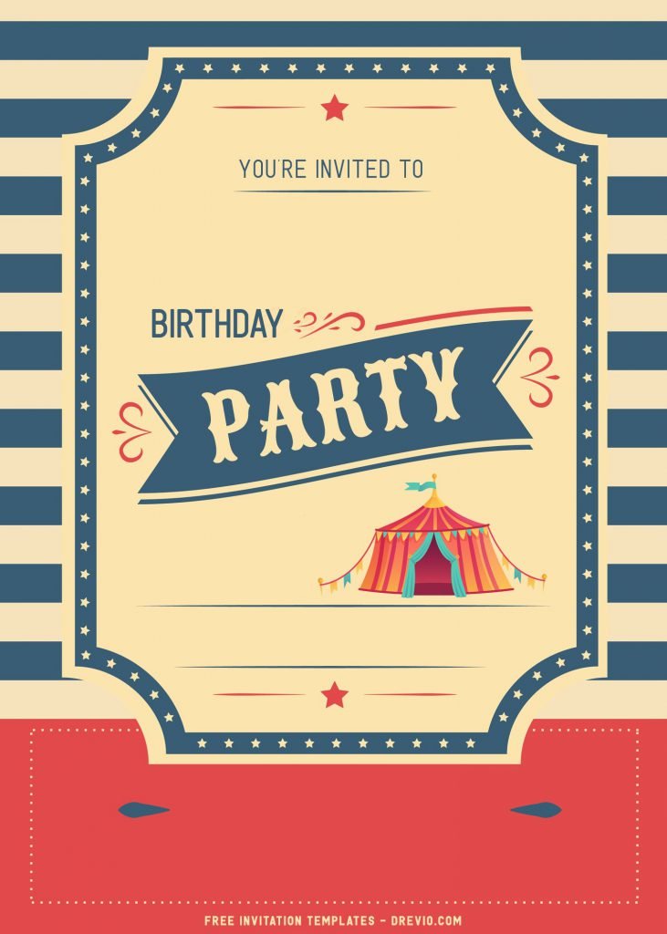 8+ Cute Circus Themed Birthday Invitation Templates with 