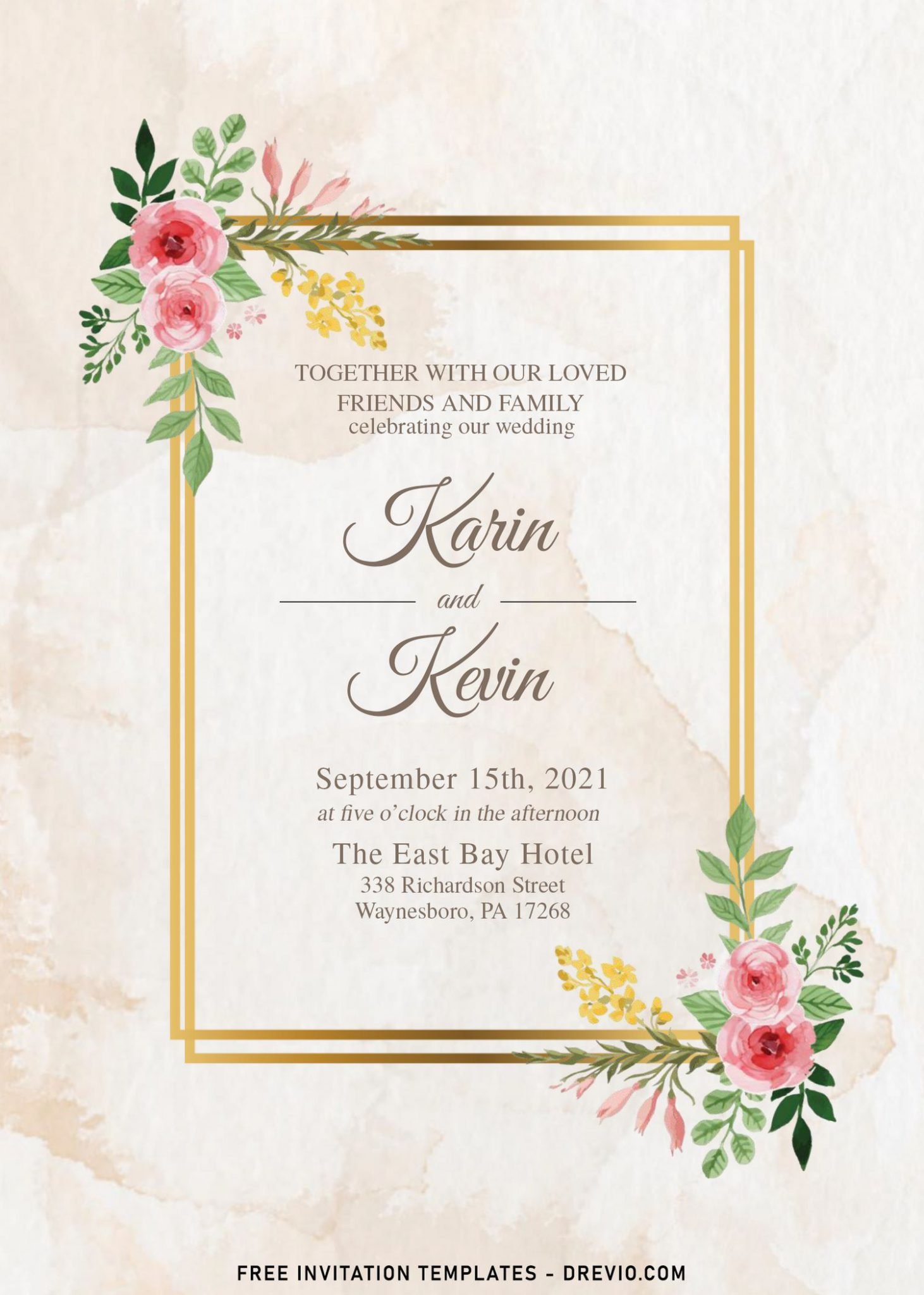 8+ Stunning Floral And Gold Wedding Invitation Templates - Download ...