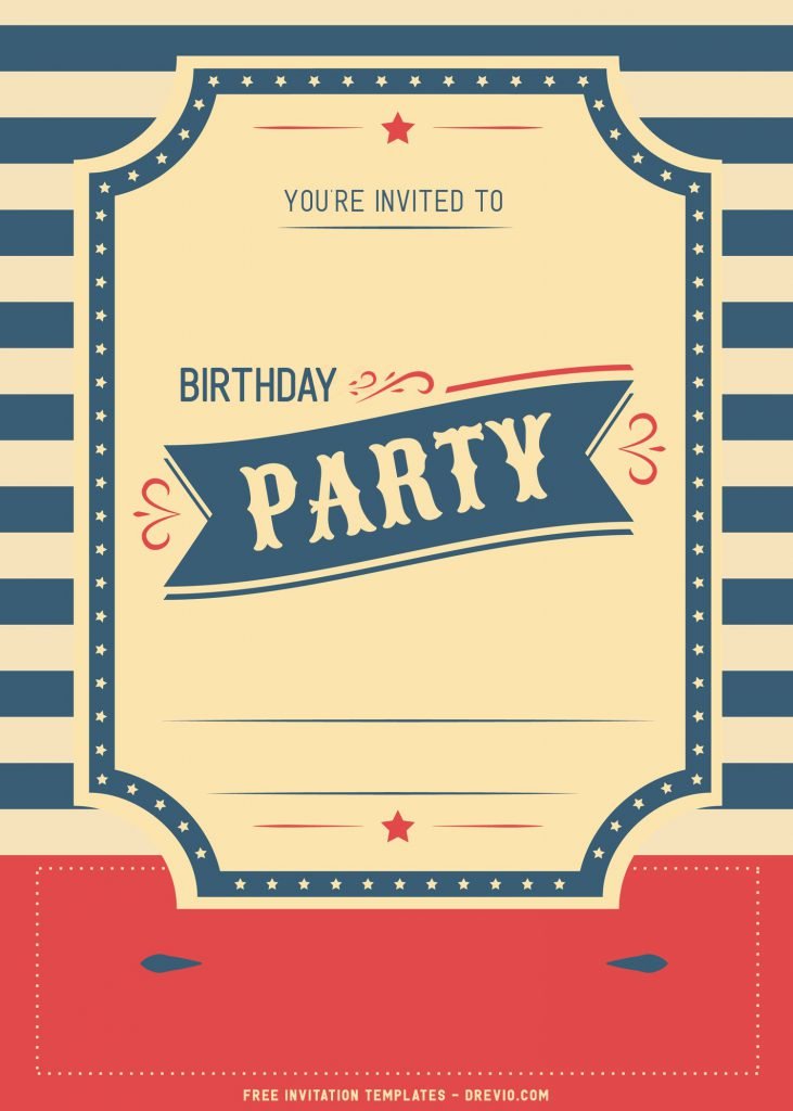 8+ Cute Circus Themed Birthday Invitation Templates with vintage design