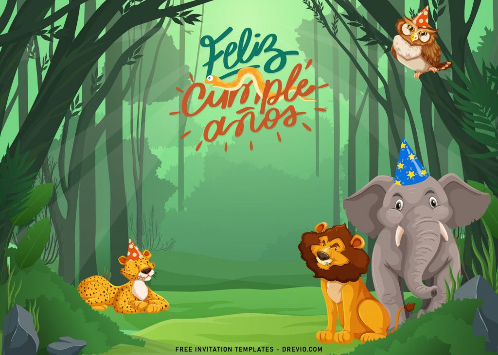 8+ Cute Jungle Zoo Birthday Invitation Templates For Your Kid's Upcoming Birthday and has beautiful jungle background