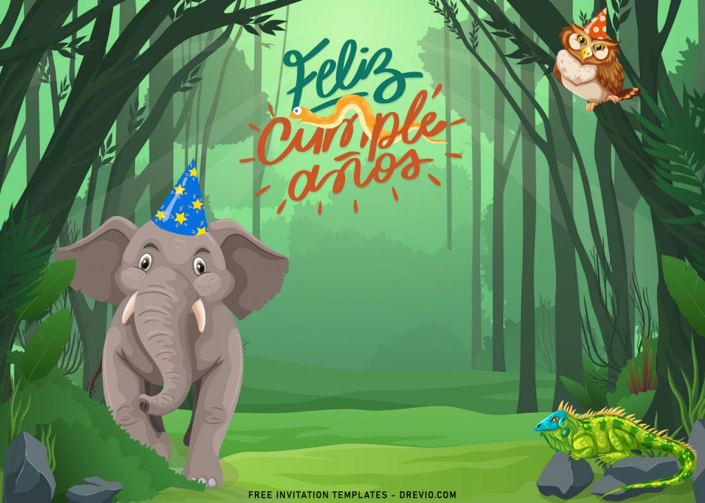 8+ Cute Jungle Zoo Birthday Invitation Templates For Your Kid's Upcoming Birthday and has Cute elephant's wearing birthday hat