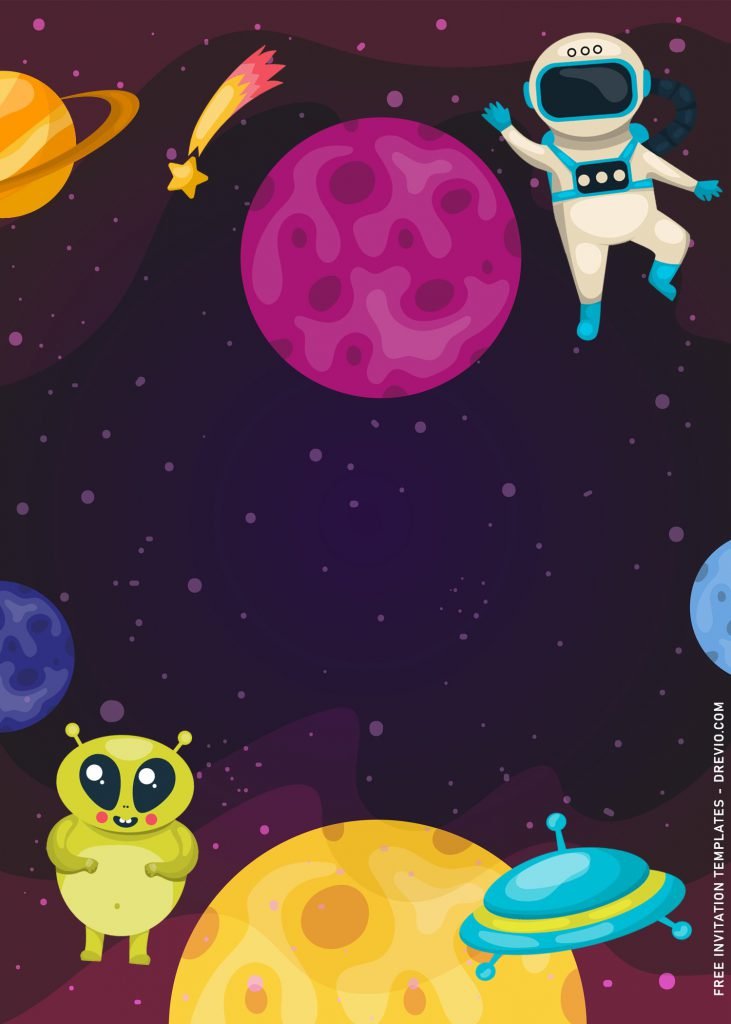 8+ Space Galaxy Birthday Invitation Templates For Your Little Astronaut’s Birthday Party with adorable alien