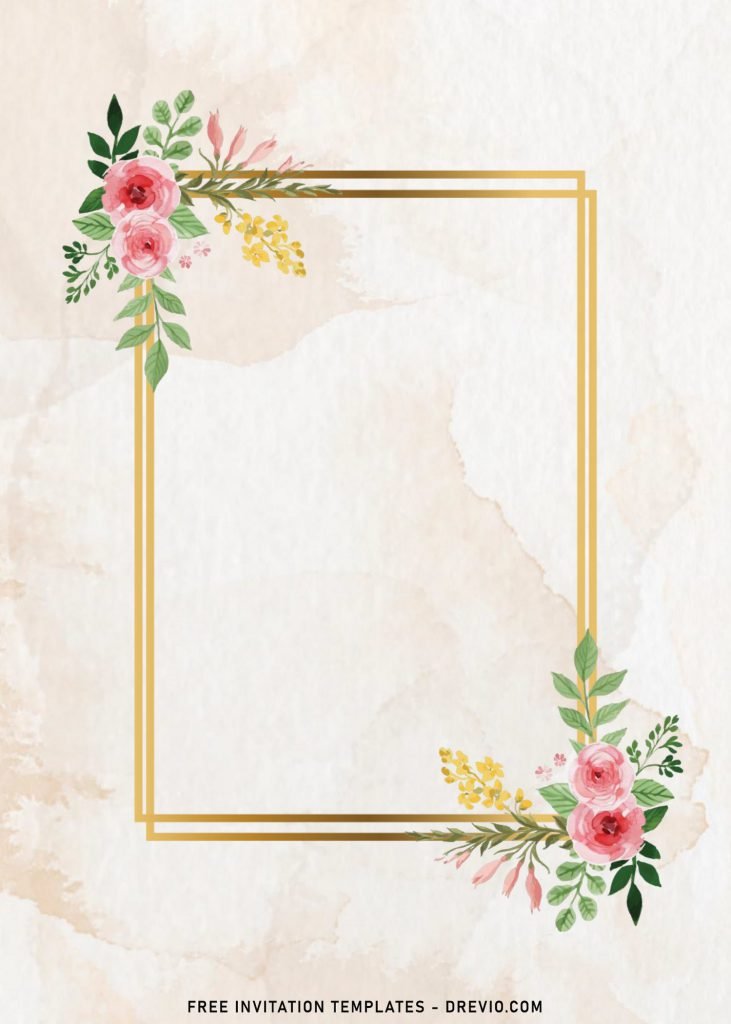 8+ Stunning Floral And Gold Wedding Invitation Templates with geometric frame