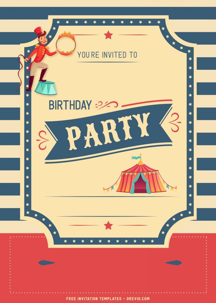 8+ Cute Circus Themed Birthday Invitation Templates with circus tent
