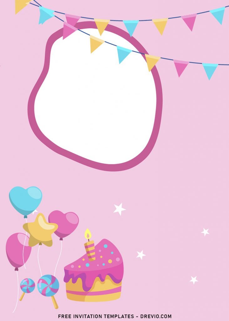 8+ Cute Pink Girl Themed Birthday Invitation Templates with yummy pink birthday cake