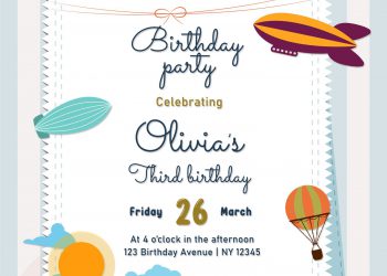 9+ Watercolor Hot Air Balloons Birthday Invitation Templates