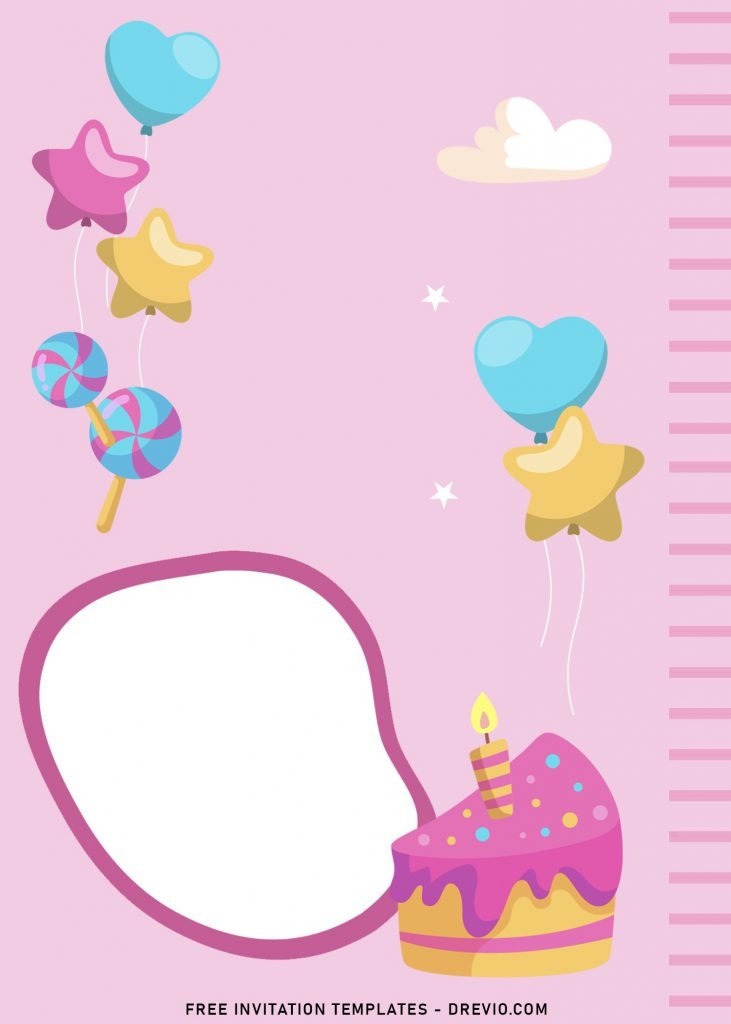8+ Cute Pink Girl Themed Birthday Invitation Templates with yummy pink lollipop