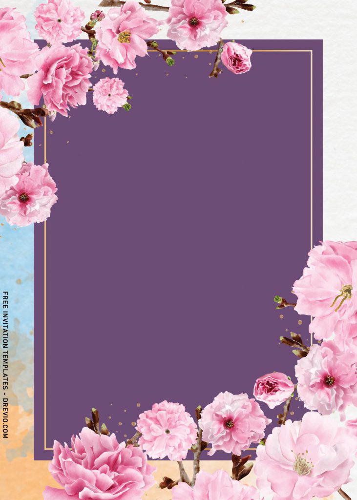11+ Gorgeous Cherry Blossom Birthday Invitation Templates with blush watercolor background