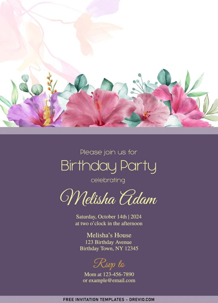 7+ Beautiful Blush Hibiscus Flower Birthday Invitation Templates 