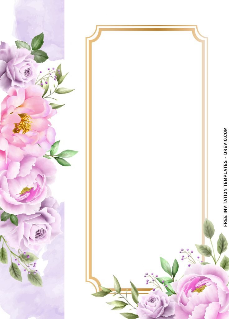7+ Beautiful Magnolia And Rose Birthday Invitation Templates with gold frame