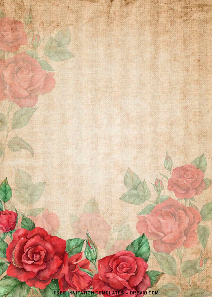 7+ Elegant Vintage Floral Rose Birthday Invitation Templates with 