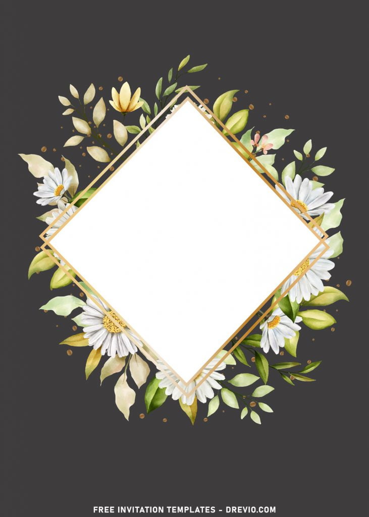 7+ Autumn Chrysanthemum Birthday Invitation Templates with gold rhombus text frame