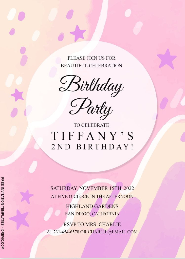 7+ Pink Watercolor Birthday Invitation Templates - Drevio : Free And ...