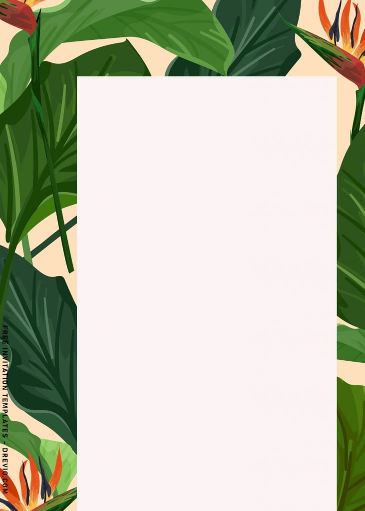 9+ Bold Greenery Monstera Leaves Birthday Invitation Templates with white rectangle text box