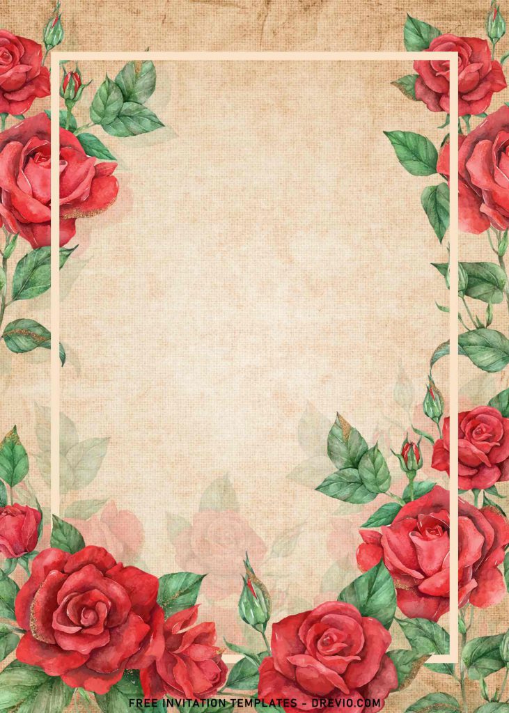 7+ Elegant Vintage Floral Rose Birthday Invitation Templates with paper grain background
