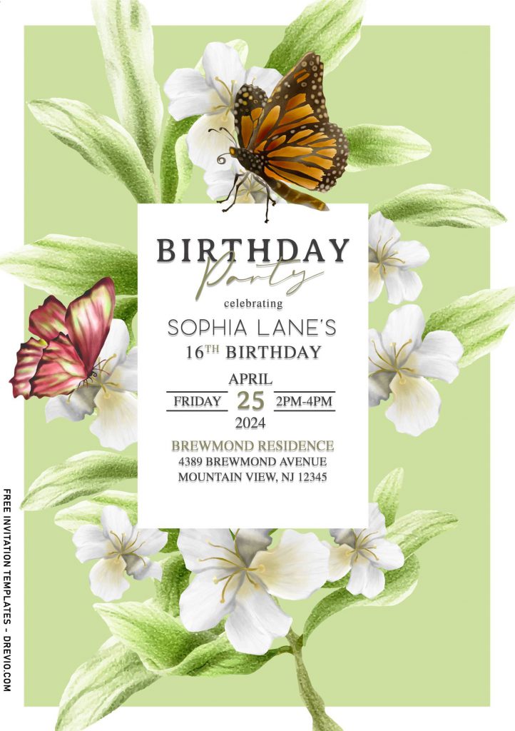 8+ Aesthetic Flower Birthday Invitation Templates With Birds And Butterflies