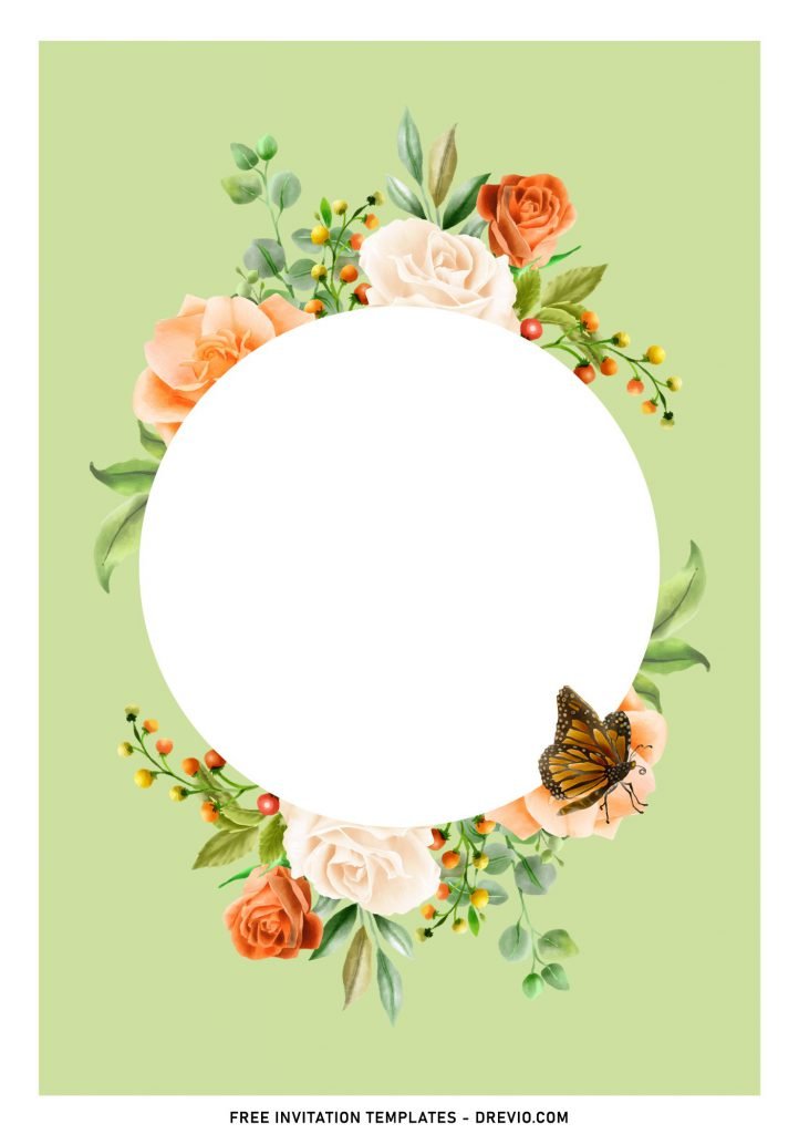 8+ Aesthetic Flower Birthday Invitation Templates With Birds And Butterflies with beautiful flower wreath