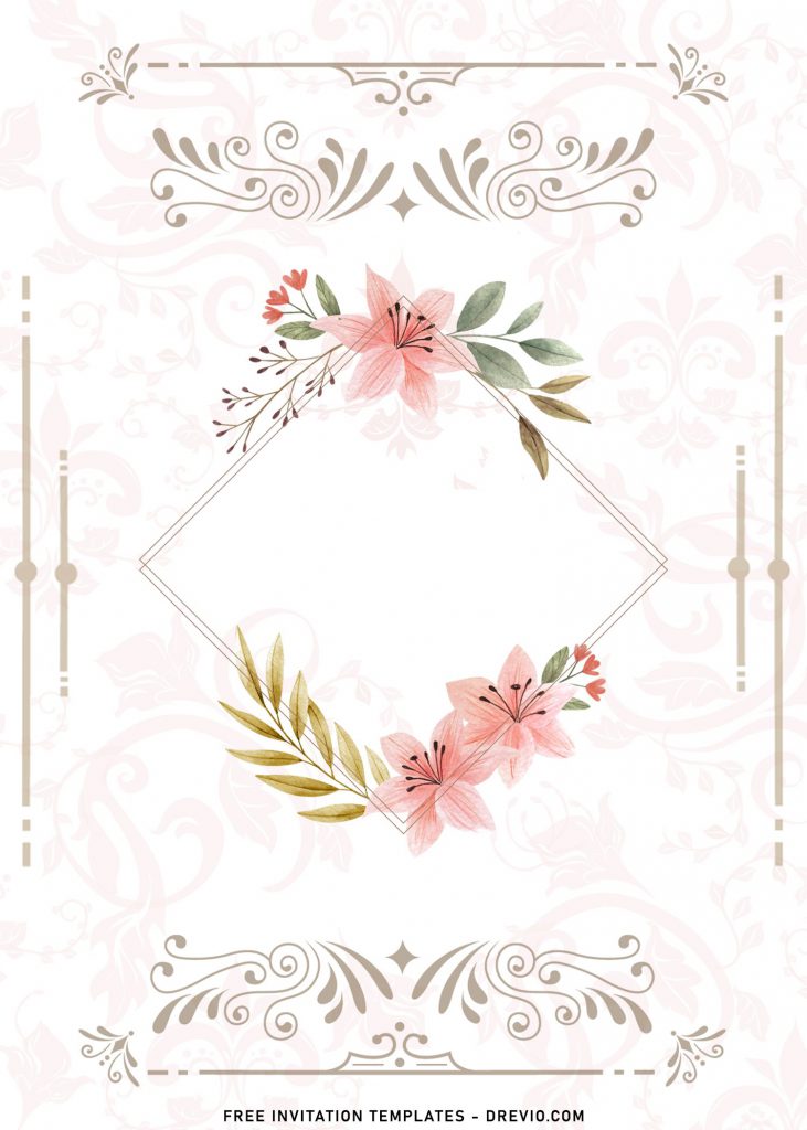 Invitation Template of 8+ Elegant Floral Pattern Luxury Wedding Invitation Templates 2