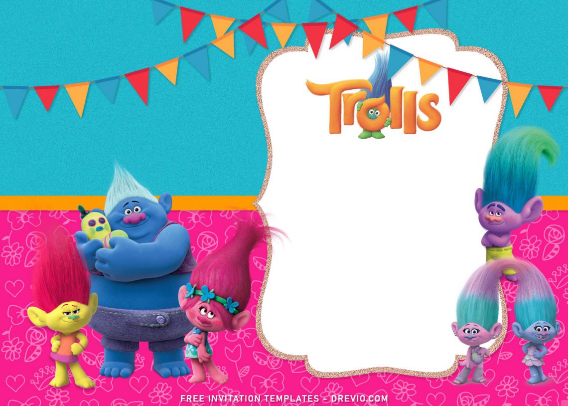 8+ Adorable Trolls Birthday Invitation Templates For Your Kid's ...