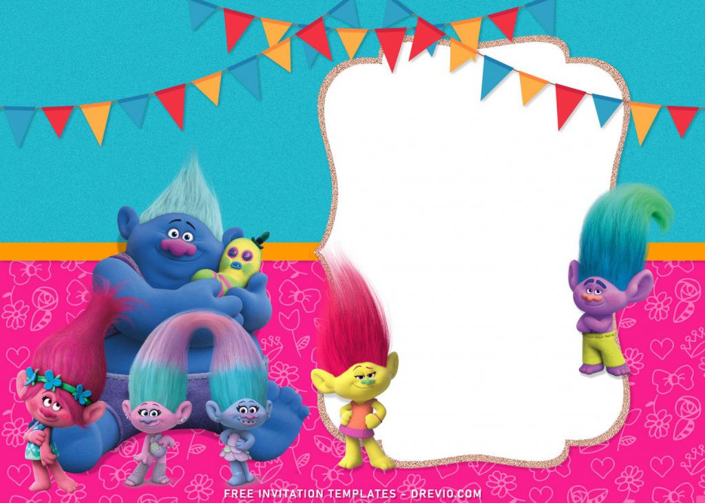 8+ Adorable Trolls Birthday Invitation Templates For Your Kid's Birthday with Biggie