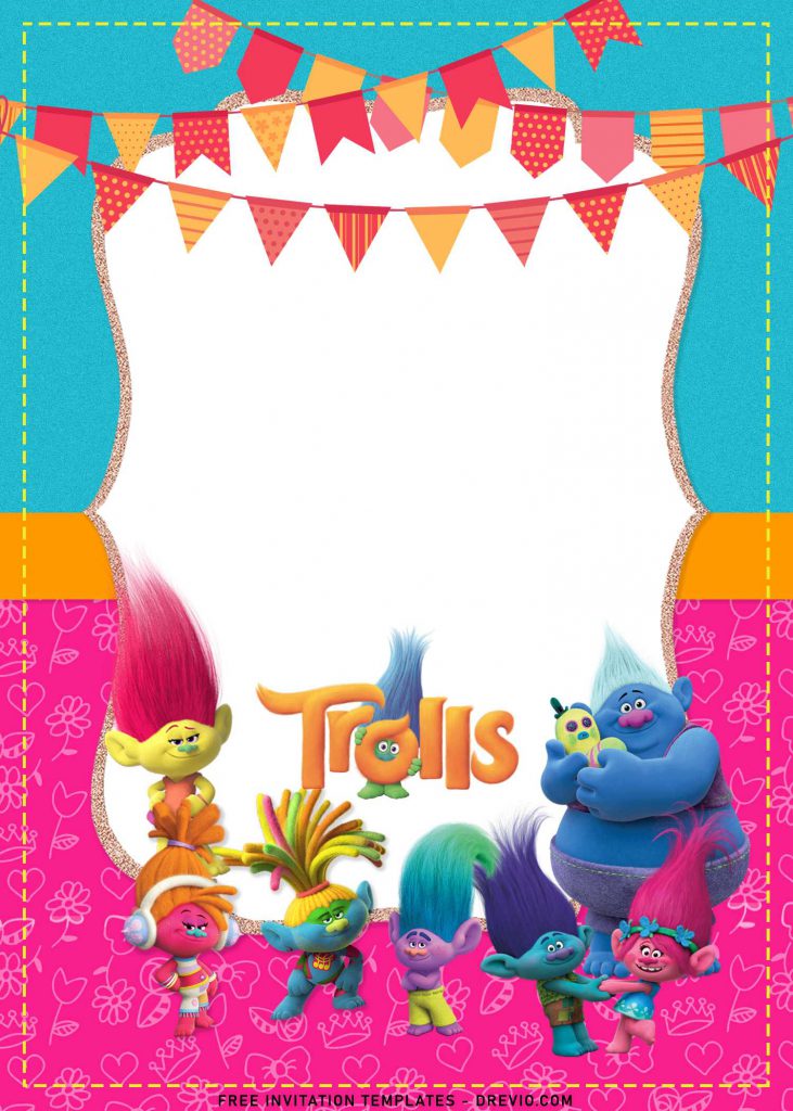 9+ Adorable Trolls Birthday Invitation Templates For Your Kid’s Birthday with cute biggie