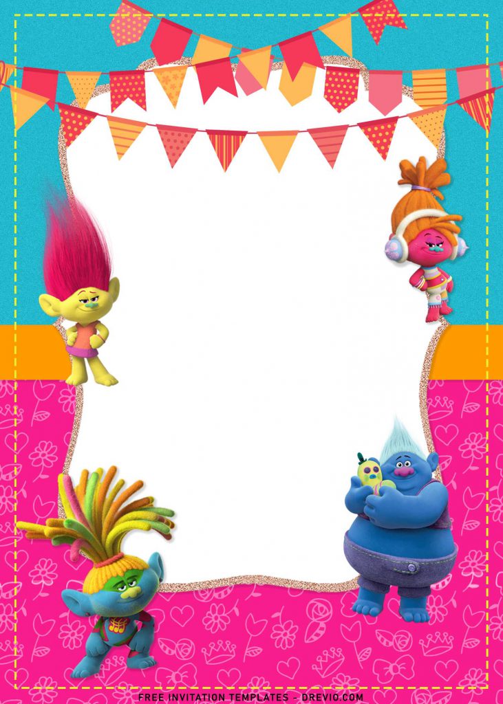 9+ Adorable Trolls Birthday Invitation Templates For Your Kid’s Birthday with adorable poppy