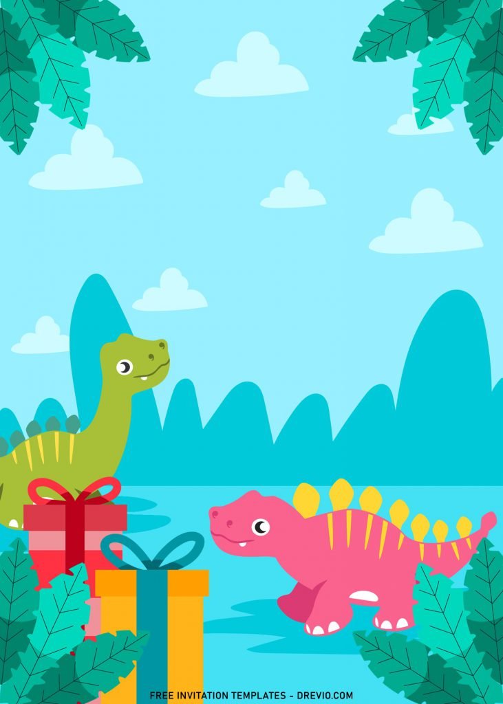 9+ Dinosaur Birthday Invitation Templates with cute brachiosaurus