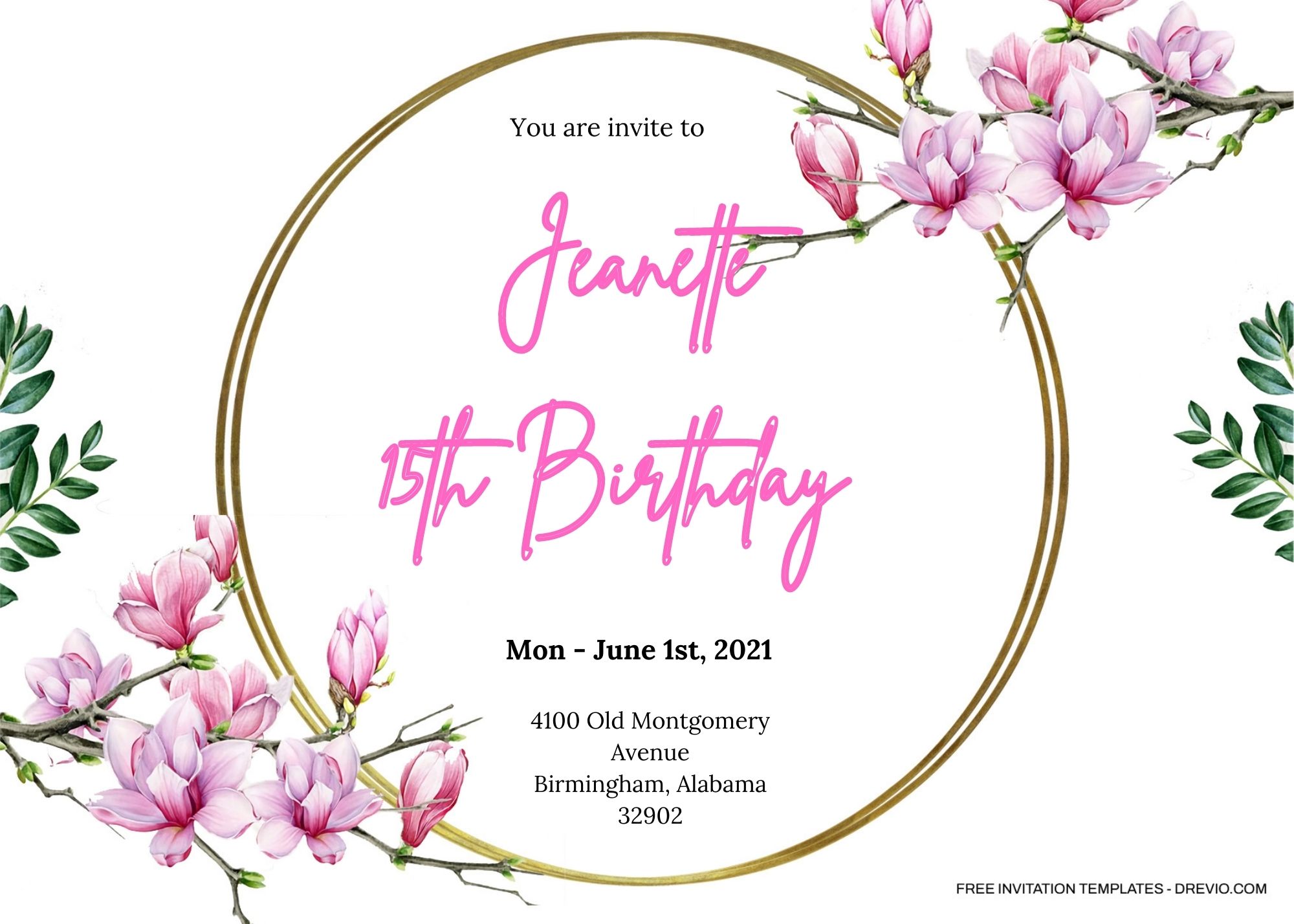 8+ Pink Magnolia Floral For Invitation Templates