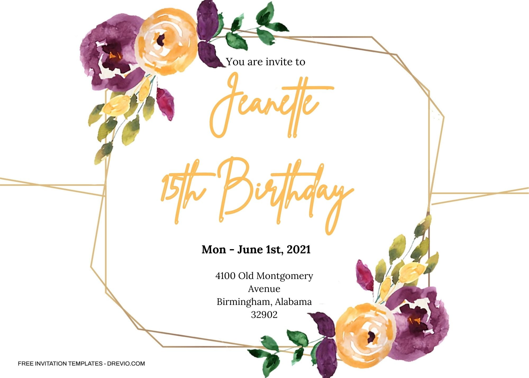 8+ Orangery Watercolor Floral Invitation Templates