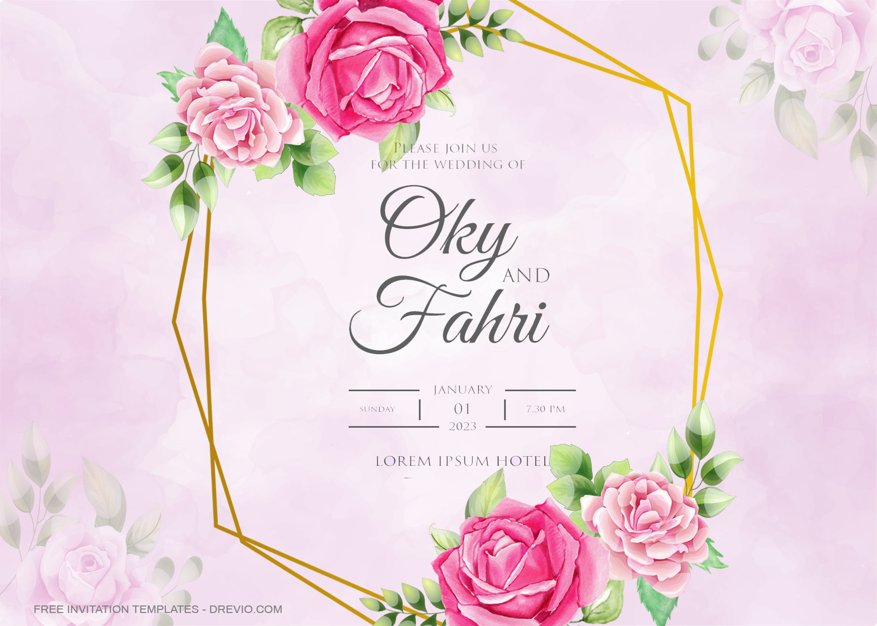 7+ Romance Pink Roses Floral Invitation Template