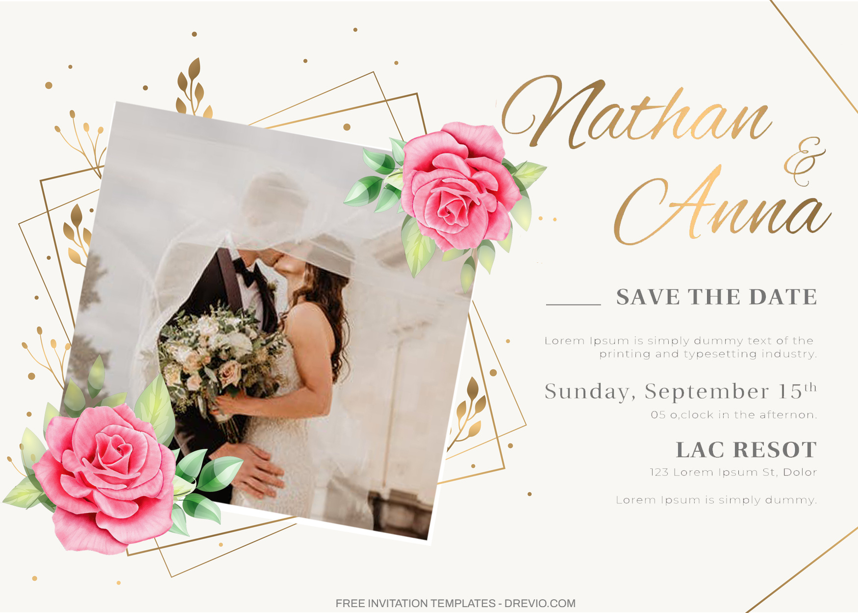 8+ Watercolor Roses With Photo Frame Invitation Template