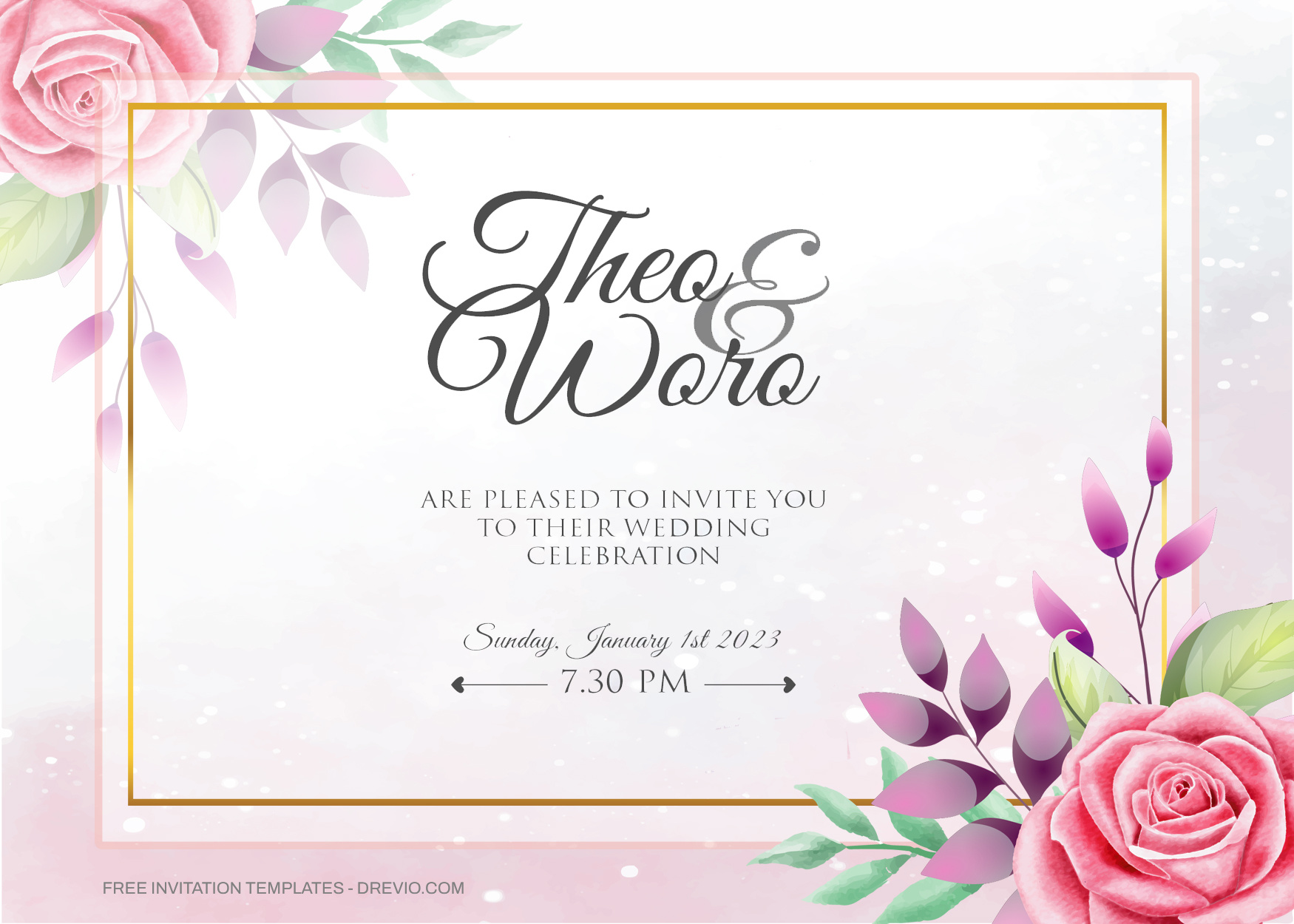 8+ Colorful Watercolor Roses Floral Invitation Template