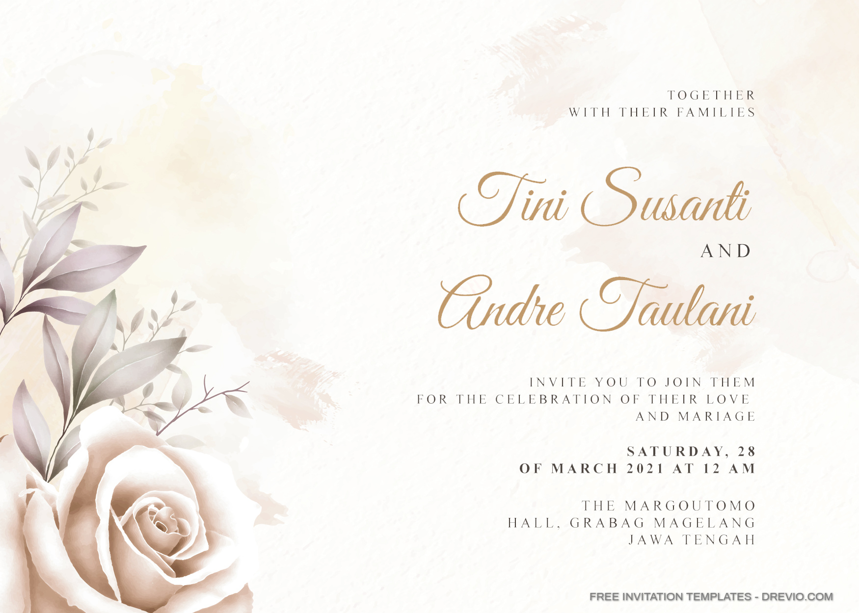 10+ Watercolor Pink Roses Floral Invitation Templates