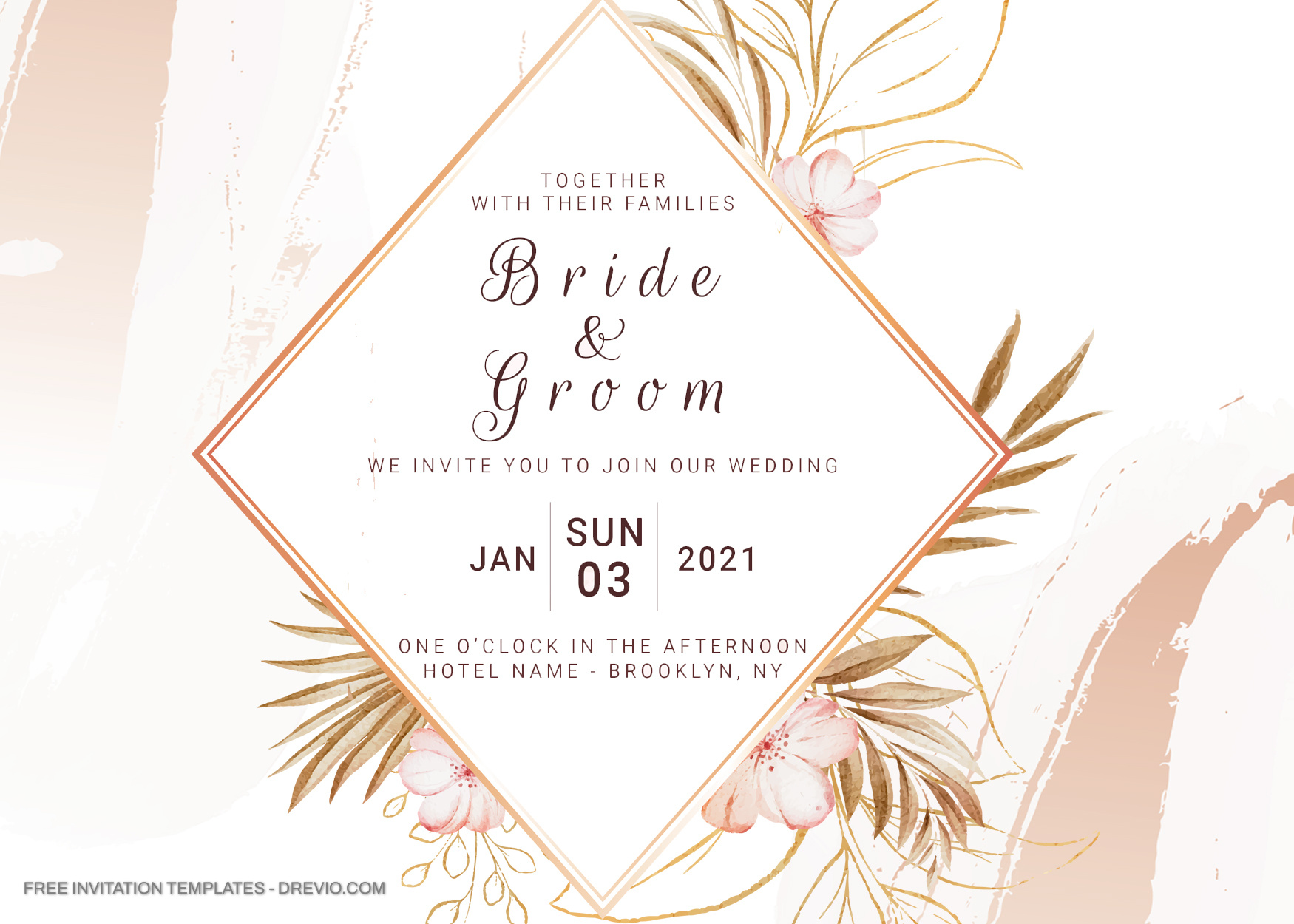 9+ Rusty Brown And Pinkish Floral Invitation Templates